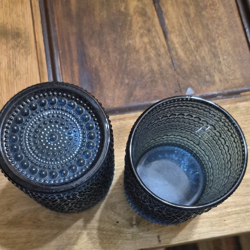 Pottery Barn Blue Bubble Glass Vases
